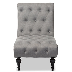 Baxton Studio Layla Mid-century Retro Modern Grey Fabric Upholstered Button-tufted Chaise Lounge